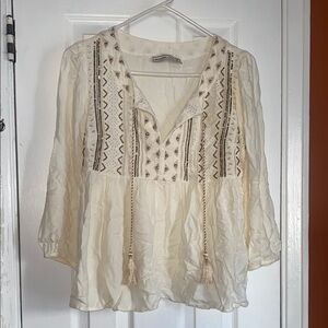 Abercrombie & Fitch Cream Embroidered Blouse
